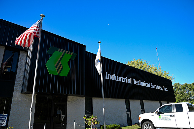 close up of ITS Building exterior - industrial technical services Westfield MA