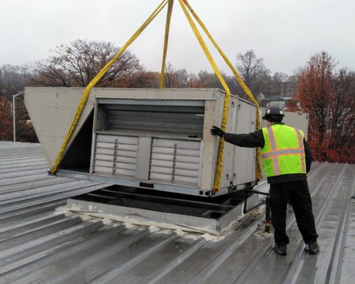 ITS Team Removing The Old Rooftop Unit